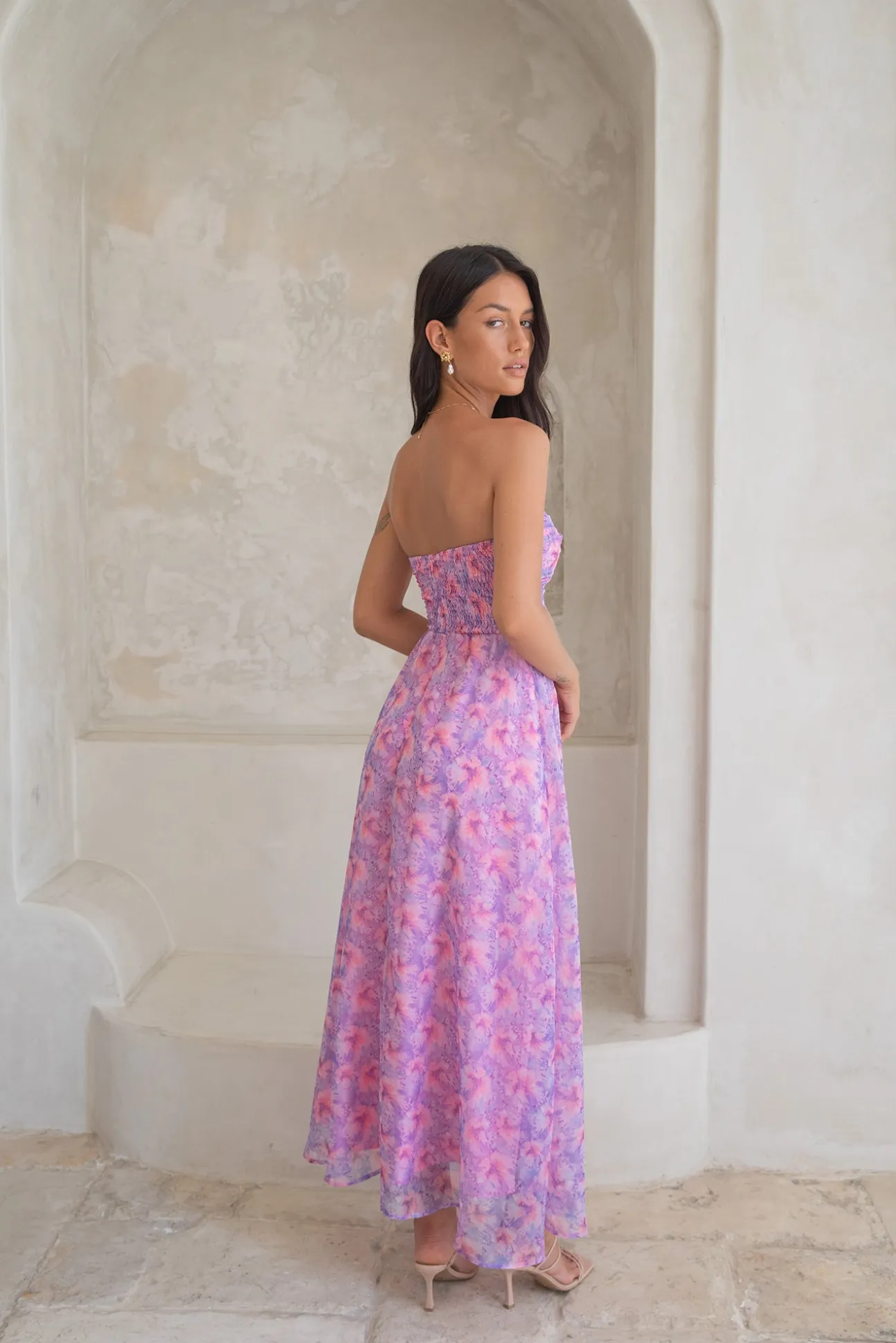 Upon The Moon Strapless Maxi Dress Purple