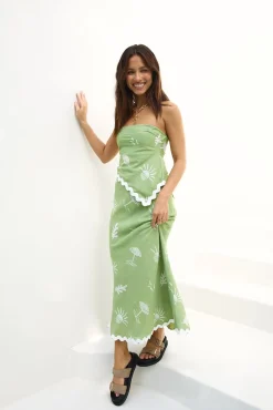 Vacation Away Maxi Skirt Green