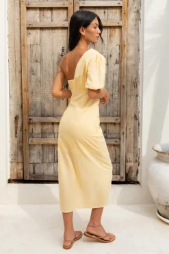 Velvet Skies Midi Dress Yellow