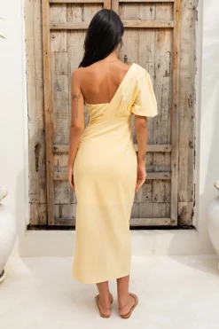 Velvet Skies Midi Dress Yellow