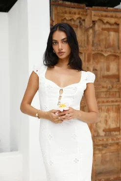 Vintage Song Midi Dress White