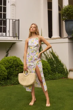 Vivid Garden Midi Dress Purple