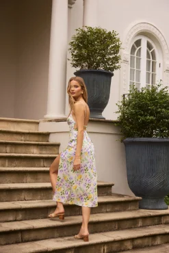 Vivid Garden Midi Dress Purple