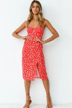 Waiting For Spring Midi Dress Red