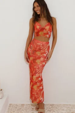 Waiting On You Maxi Skirt Orange