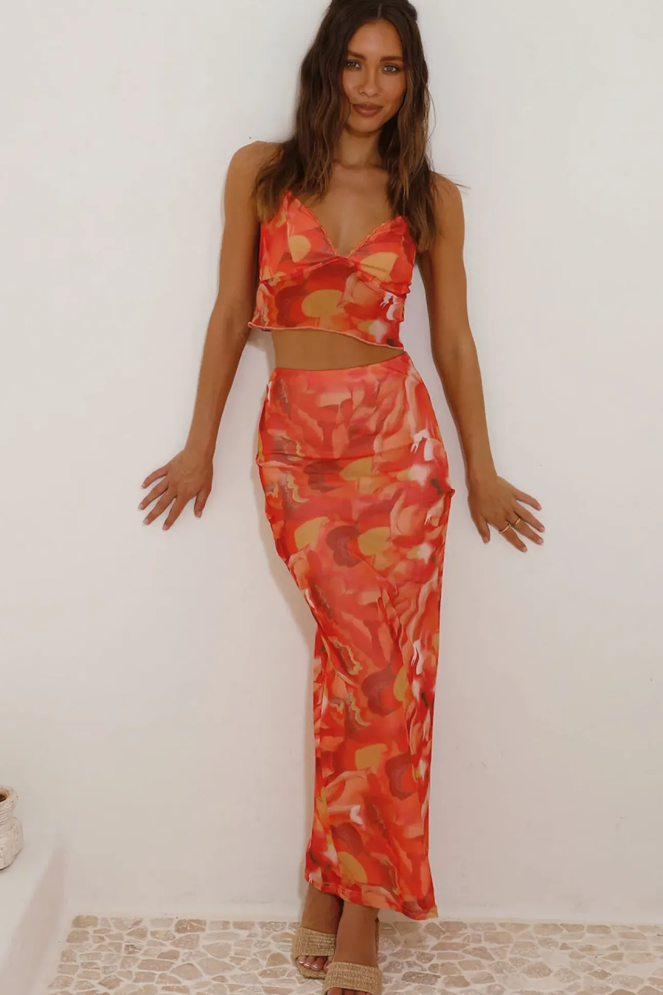 Waiting On You Maxi Skirt Orange