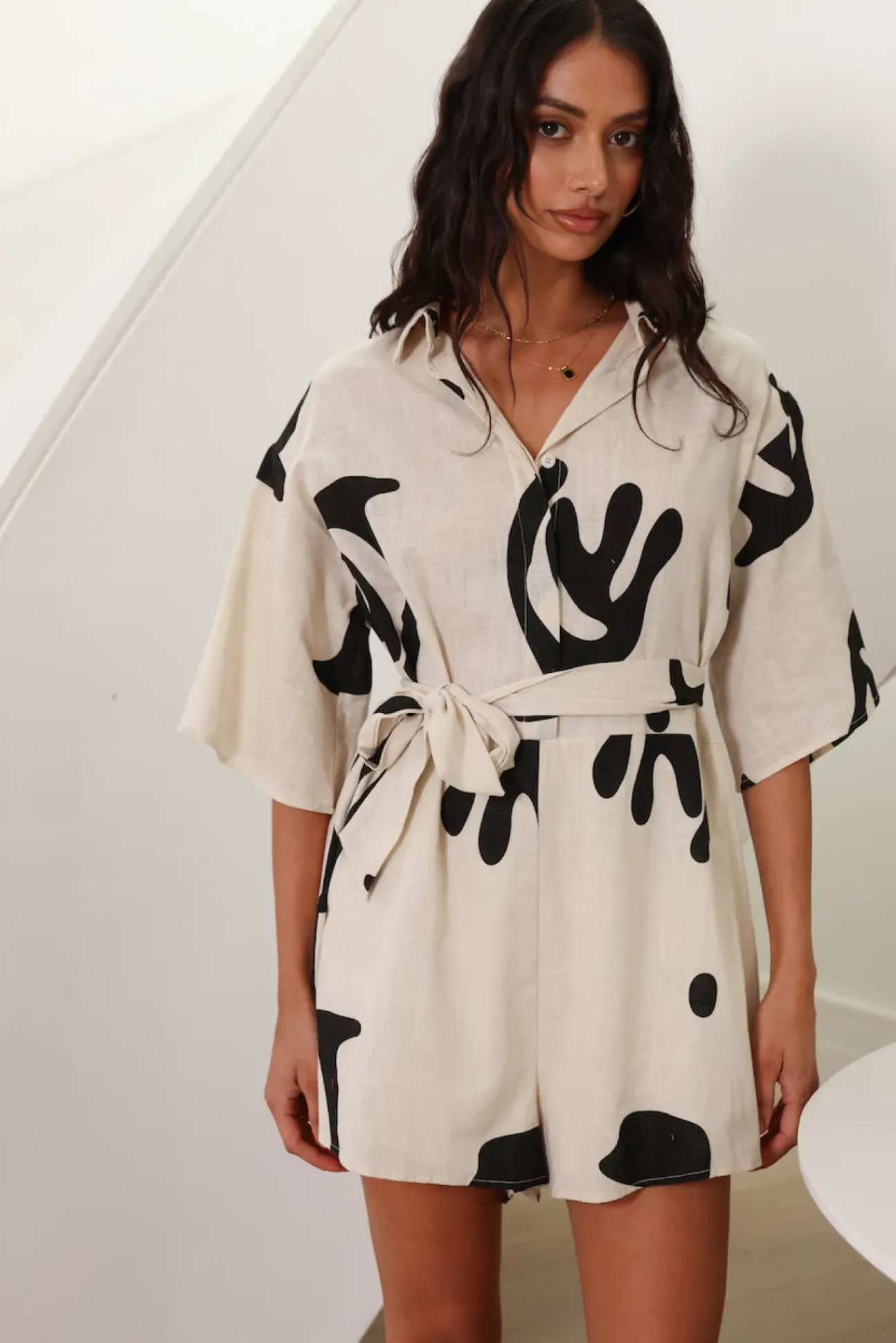 Wander Into Possibilities Romper Beige