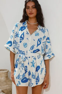 Where It Begins Romper Blue