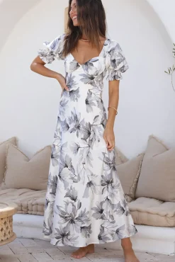Whimsical Heart Maxi Dress Blue