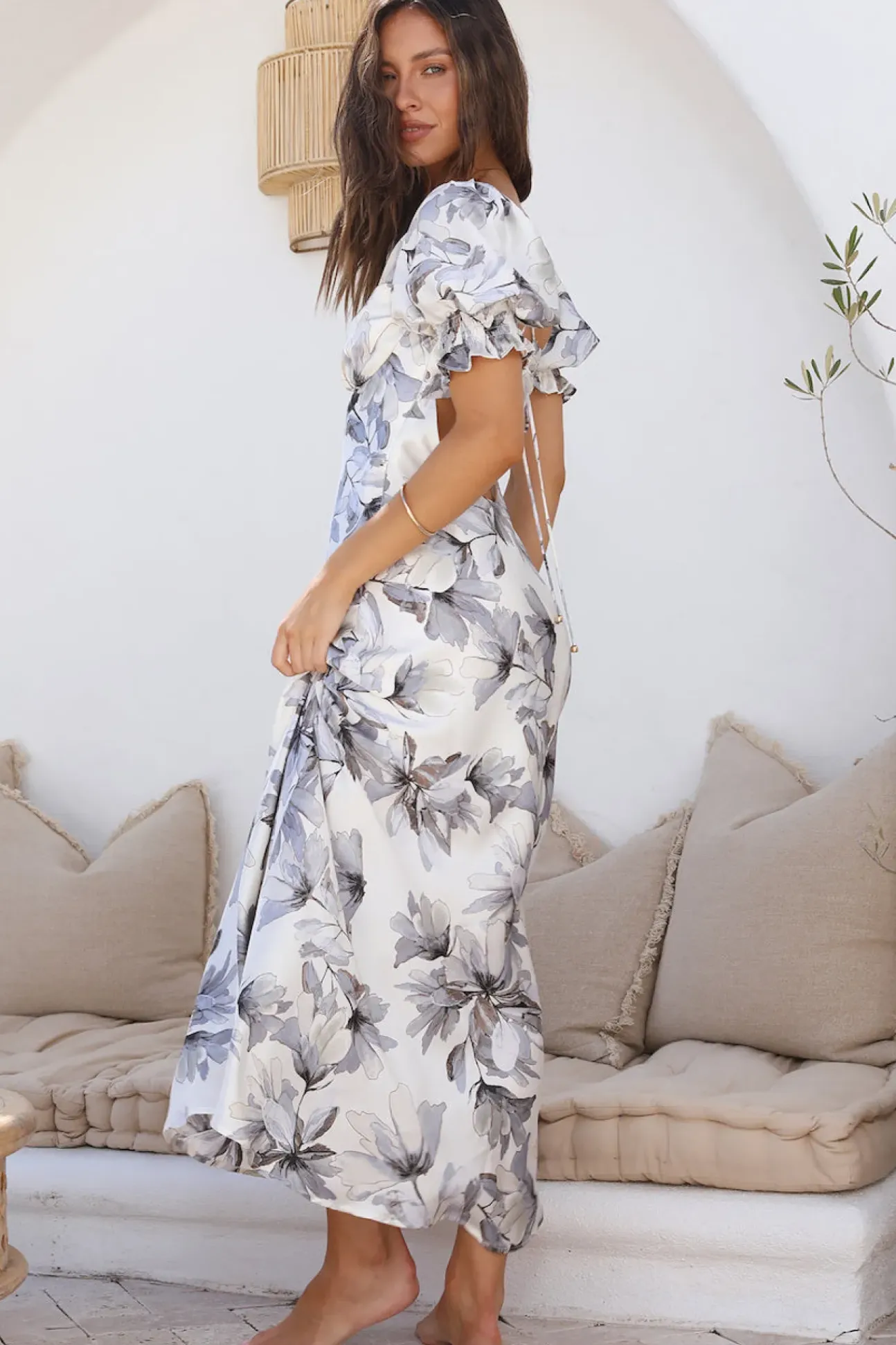 Whimsical Heart Maxi Dress Blue