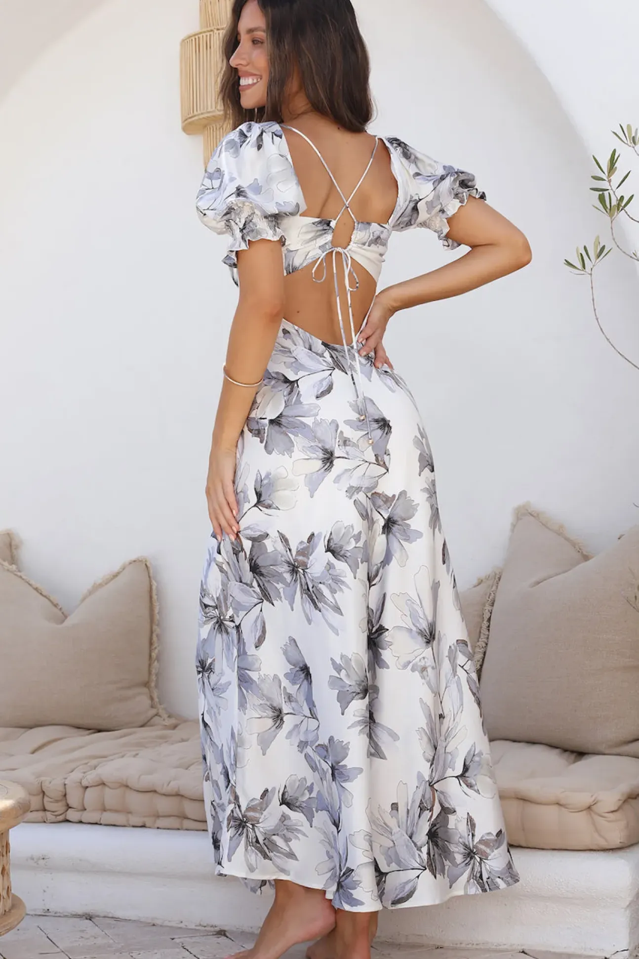 Whimsical Heart Maxi Dress Blue