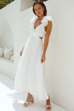 Whimsical Romance Midi Dress White