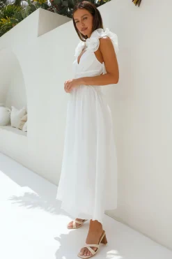 Whimsical Romance Midi Dress White