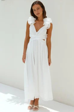 Whimsical Romance Midi Dress White