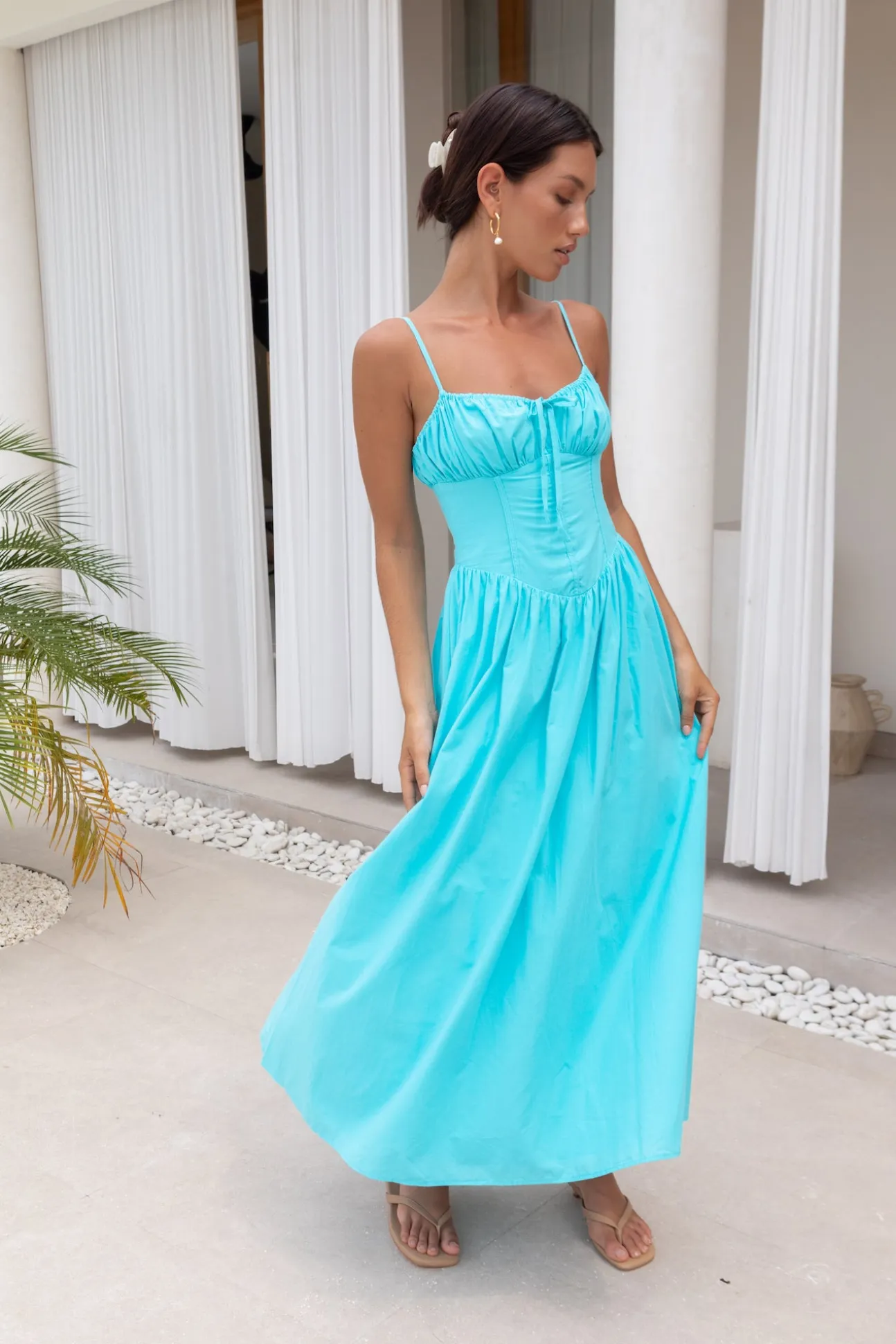 Whimsical Woods Maxi Dress Aqua