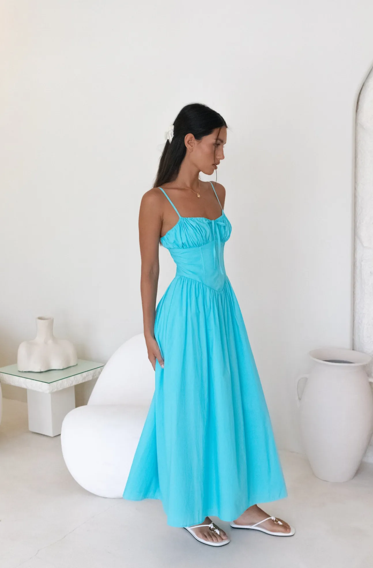 Whimsical Woods Maxi Dress Aqua