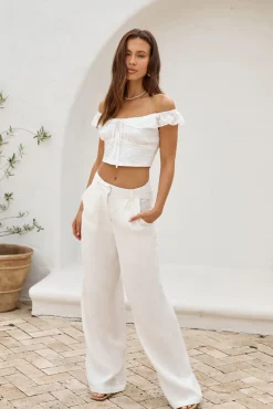 Whispering Willows Crop Top White