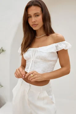 Whispering Willows Crop Top White