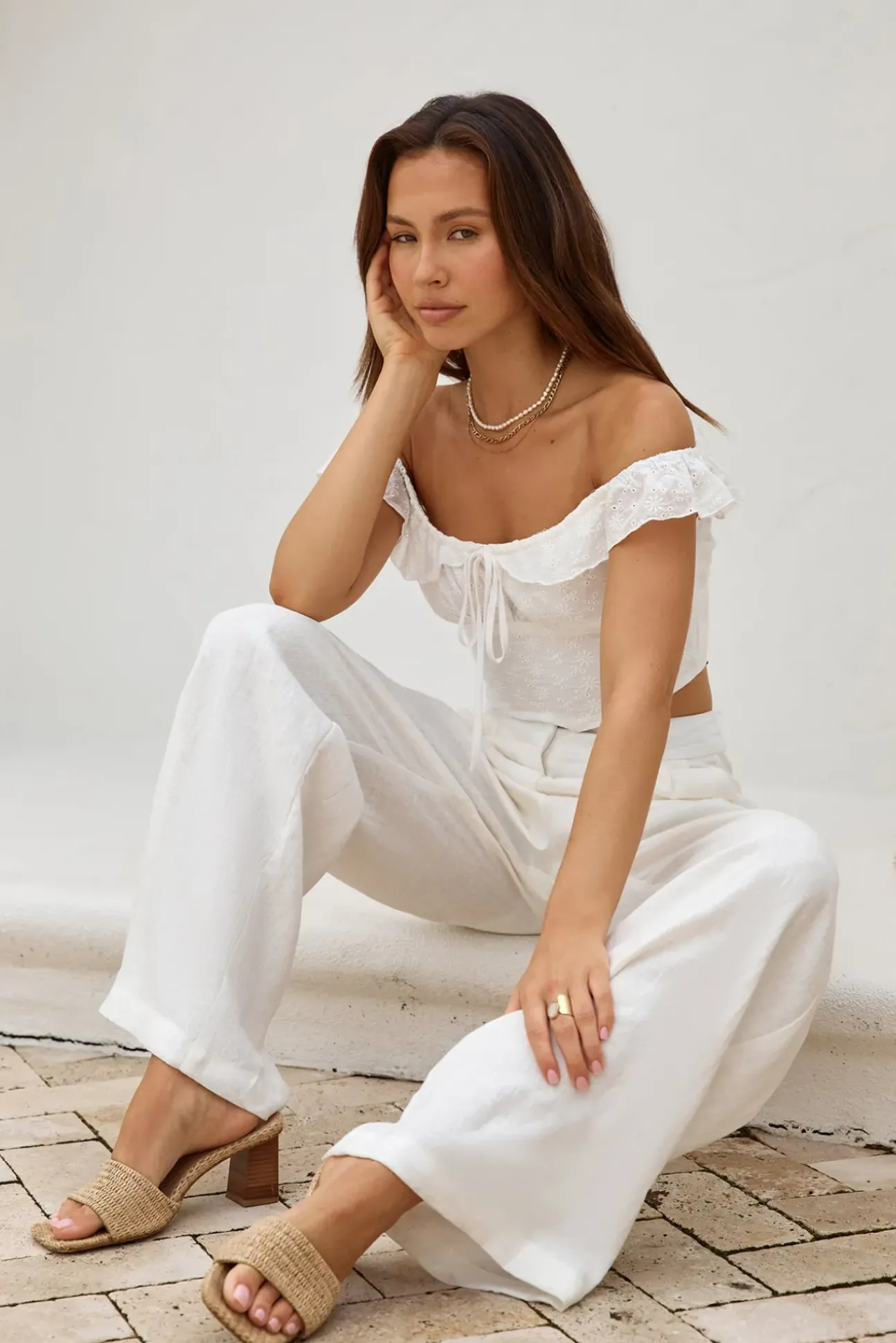 Whispering Willows Crop Top White
