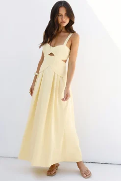Wild Dahlia Maxi Dress Yellow