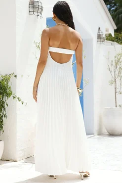 Willow Breeze Pleated Maxi Dress White