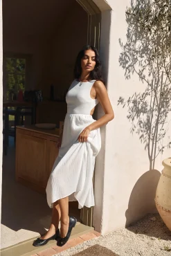 With The Wind Midi Dress White