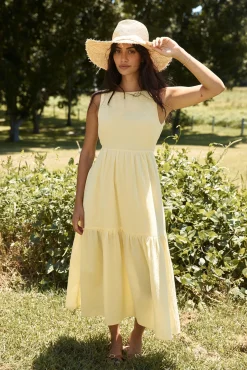 With The Wind Midi Dress Yellow