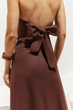 Yasmin Strapless Maxi Dress Brown